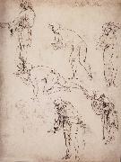 LEONARDO da Vinci Six studies fur naked or clothed men Sweden oil painting artist